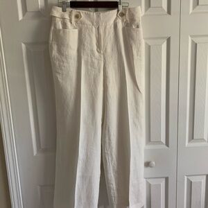 Talbots White 100% Linen Lined Pants